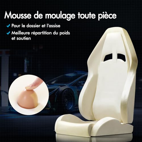 ALFORDSON Chaise Gaming LED Massage Ergonomique avec Repose-Pieds Blanc