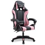 Amstrad AMS-800-PINK : Chaise de Bureau Gamer Noir et Rose avec Coussin