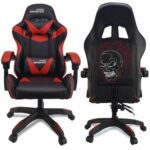 Amstrad AMS-800-RED-SKRED : Fauteuil Gamer Noir & Rouge Tête de Mort