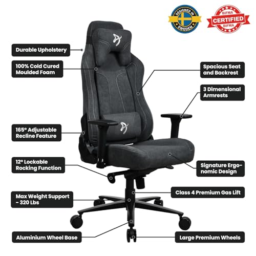 Arozzi Vernazza Gaming Chair en Polsterstoff – Dunkelgrau