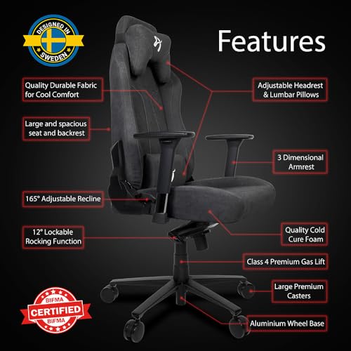 Arozzi Vernazza Soft Fabric™ Fauteuil de Bureau Gris Foncé
