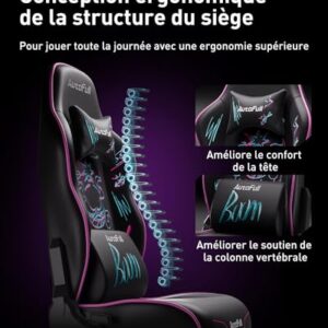 AutoFull Graffiti Chaise de Bureau Ergonomique Violet avec Repose-Pieds et Soutien Lombaire