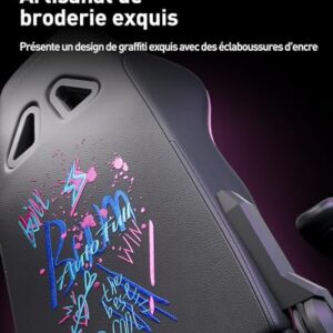 AutoFull Graffiti Chaise de Bureau Ergonomique Violet avec Repose-Pieds et Soutien Lombaire