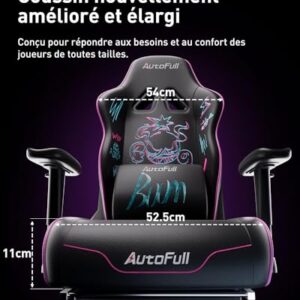 AutoFull Graffiti Chaise de Bureau Ergonomique Violet avec Repose-Pieds et Soutien Lombaire