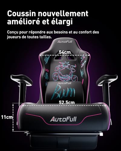 AutoFull Graffiti Chaise de Bureau Ergonomique Violet avec Repose-Pieds et Soutien Lombaire
