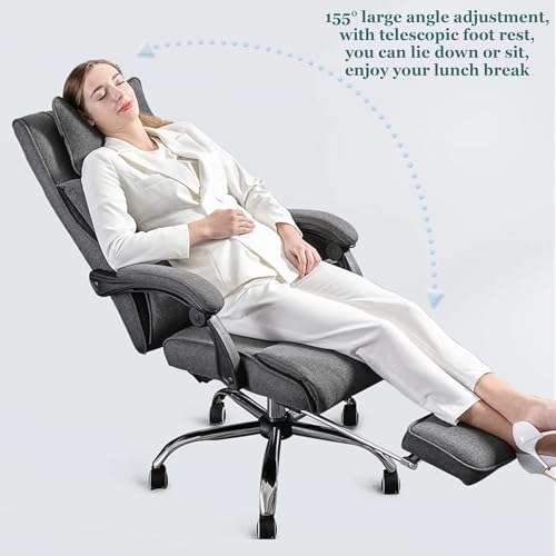 AviiSo Fauteuil Gamer avec Repose-Pieds et Dossier Réglable en Cuir Gris