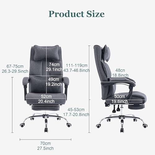 AviiSo Fauteuil Gamer avec Repose-Pieds et Dossier Réglable en Cuir Gris