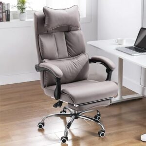 AviiSo Fauteuil Gamer avec Repose-Pieds et Dossier Réglable en Cuir Gris