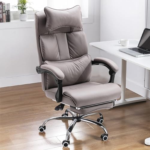 AviiSo Fauteuil Gamer avec Repose-Pieds et Dossier Réglable en Cuir Gris