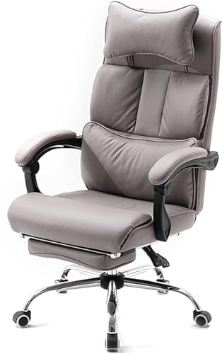 AviiSo Fauteuil Gamer avec Repose-Pieds et Dossier Réglable en Cuir Gris