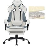 Chaise Gaming Ergonomique WOLTU GS03bws Tissu Respirant Grand Dos Bleu/Blanc