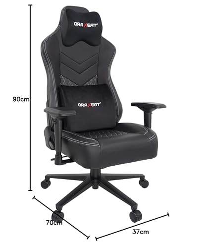 Siège Gamer ORAXEAT MX850 – Coussin Tête et Lombaire, Réglable Noir/Blanc