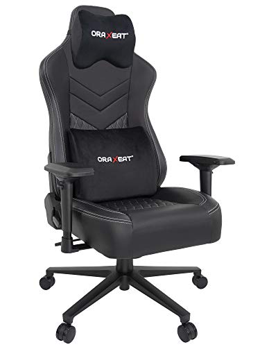 Siège Gamer ORAXEAT MX850 – Coussin Tête et Lombaire, Réglable Noir/Blanc