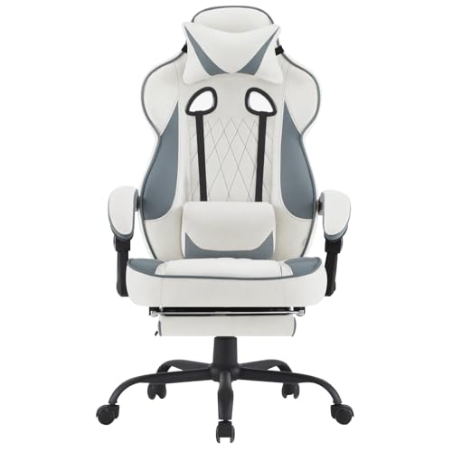 Chaise Gaming Ergonomique WOLTU GS03bws Tissu Respirant Grand Dos Bleu/Blanc