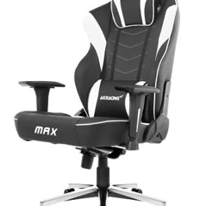 Chaise de Jeu AKRacing Master Max en Cuir PU Noir/Blanc, Garantie 5 Ans