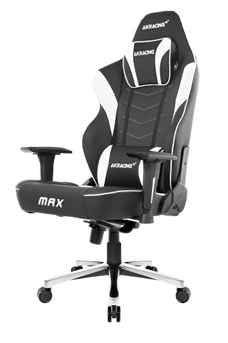 Chaise de Jeu AKRacing Master Max en Cuir PU Noir/Blanc, Garantie 5 Ans