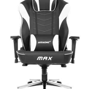 Chaise de Jeu AKRacing Master Max en Cuir PU Noir/Blanc, Garantie 5 Ans