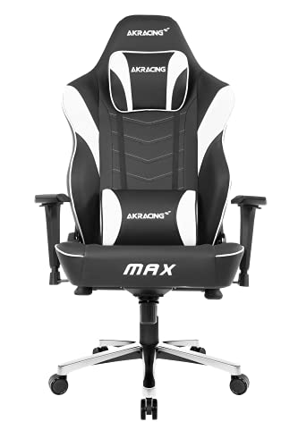 Chaise de Jeu AKRacing Master Max en Cuir PU Noir/Blanc, Garantie 5 Ans
