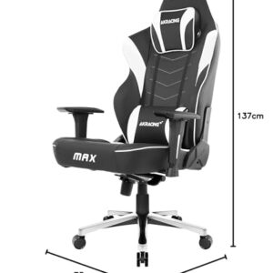 Chaise de Jeu AKRacing Master Max en Cuir PU Noir/Blanc, Garantie 5 Ans