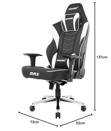 Chaise de Jeu AKRacing Master Max en Cuir PU Noir/Blanc, Garantie 5 Ans