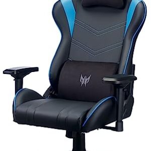 Chaise Gaming Predator avec Coussin Lombaire, Accoudoirs Réglables, Noir/Bleu
