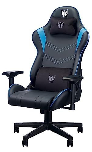 Chaise Gaming Predator avec Coussin Lombaire, Accoudoirs Réglables, Noir/Bleu