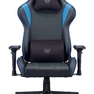 Chaise Gaming Predator avec Coussin Lombaire, Accoudoirs Réglables, Noir/Bleu