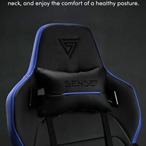 Chaise de Gaming SENSE7 Sentinel en Similicuir Noir/Bleu, Taille Extra