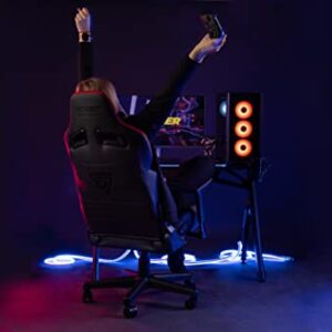 Chaise de Gaming SENSE7 Sentinel en Similicuir Noir/Bleu, Taille Extra