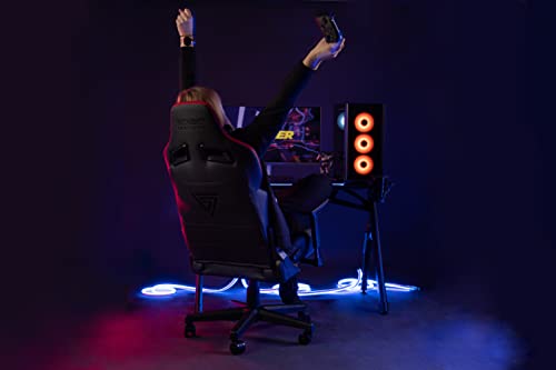 Chaise de Gaming SENSE7 Sentinel en Similicuir Noir/Bleu, Taille Extra