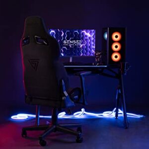 Chaise de Gaming SENSE7 Sentinel en Similicuir Noir/Bleu, Taille Extra