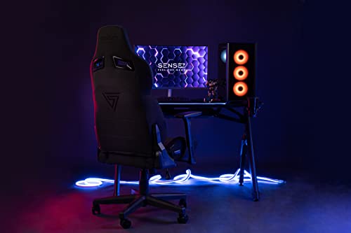 Chaise de Gaming SENSE7 Sentinel en Similicuir Noir/Bleu, Taille Extra