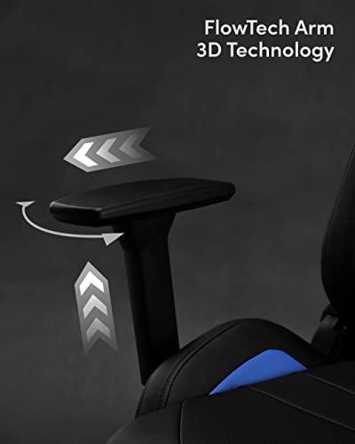 Chaise de Gaming SENSE7 Sentinel en Similicuir Noir/Bleu, Taille Extra