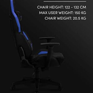 Chaise de Gaming SENSE7 Sentinel en Similicuir Noir/Bleu, Taille Extra