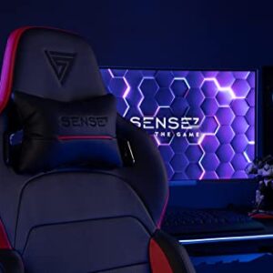 Chaise de Gaming SENSE7 Sentinel en Similicuir Noir/Bleu, Taille Extra