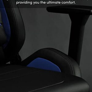 Chaise de Gaming SENSE7 Sentinel en Similicuir Noir/Bleu, Taille Extra