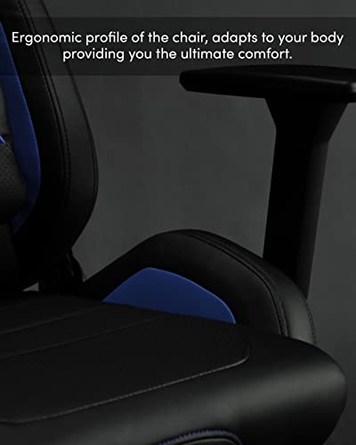 Chaise de Gaming SENSE7 Sentinel en Similicuir Noir/Bleu, Taille Extra