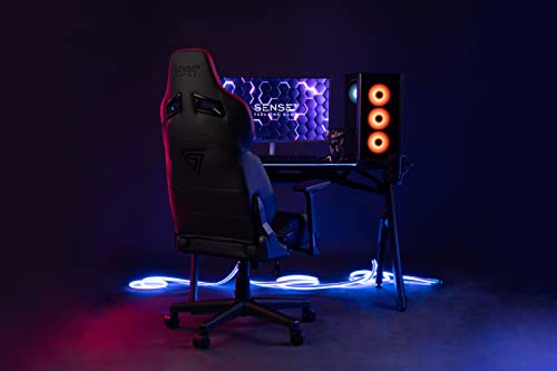 Chaise de Gaming SENSE7 Sentinel en Similicuir Noir/Bleu, Taille Extra