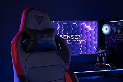 Chaise de Gaming SENSE7 Sentinel en Similicuir Noir/Bleu, Taille Extra