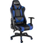 Chaise Gaming Ergonomique TecTake® Noir/Bleu avec Accoudoirs et Coussin