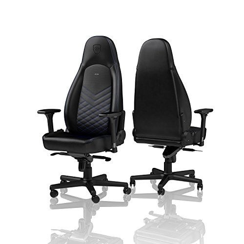 noblechairs ICON – Chaise de Gaming et de Bureau Noir/Bleu en Cuir PU