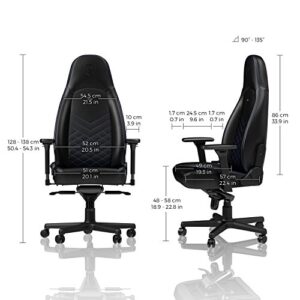 noblechairs ICON – Chaise de Gaming et de Bureau Noir/Bleu en Cuir PU
