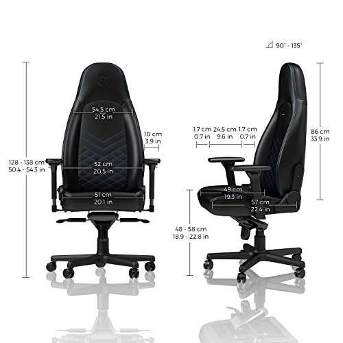 noblechairs ICON – Chaise de Gaming et de Bureau Noir/Bleu en Cuir PU