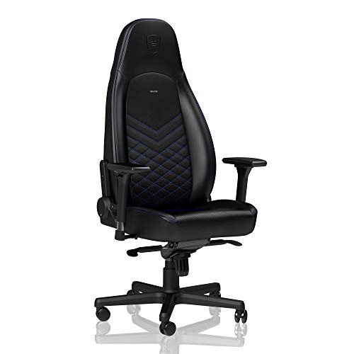 noblechairs ICON – Chaise de Gaming et de Bureau Noir/Bleu en Cuir PU