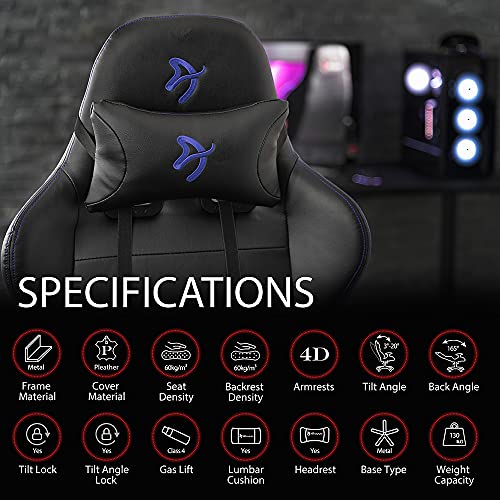 Fauteuil Gamer Arozzi Verona Signature PU Noir/Bleu pour Confort Optimal