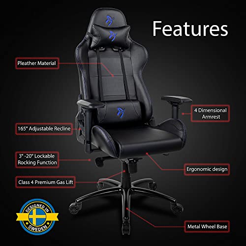 Fauteuil Gamer Arozzi Verona Signature PU Noir/Bleu pour Confort Optimal