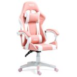 Chaise Gamer AMS-GAMING #02 Pink - Noir & Rose avec Coussin Lombaire et Appuie-tête