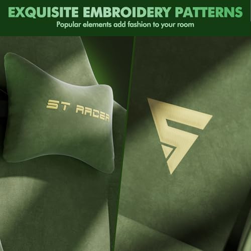Chaise Gamer Ergonomique Soontrans avec Massage et Repose-Pieds, Vert