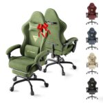 Chaise Gamer Ergonomique Soontrans avec Massage et Repose-Pieds, Vert