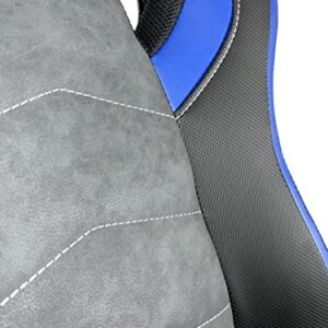 Chaise Gamer KAYELLES Ergonomique Simili Cuir Noir Bleu, Réglable & Pivotante